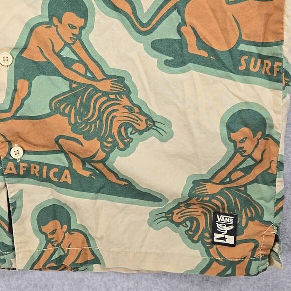 Vans X Mami Wata Shirt Men Small Beige Button Up Classic Fit African Surf - Picture 3 of 12